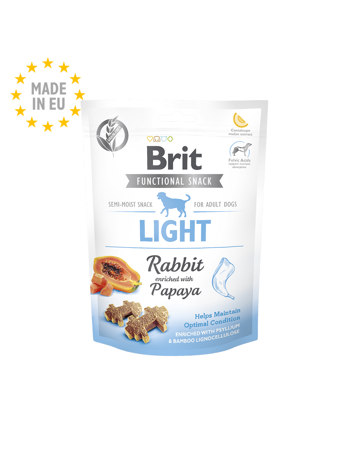 BRIT FUNCTIONAL SNACK LIGHT CONEJO Y PAPAYA 150GR.